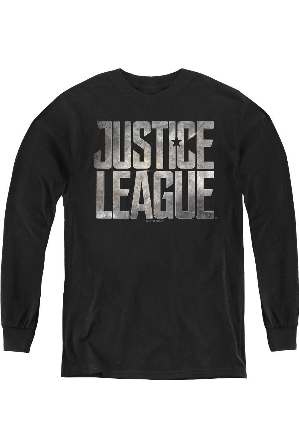 

Футболка с длинным рукавом для подростков с металлическим логотипом "Лиги справедливости" Gildan, черный