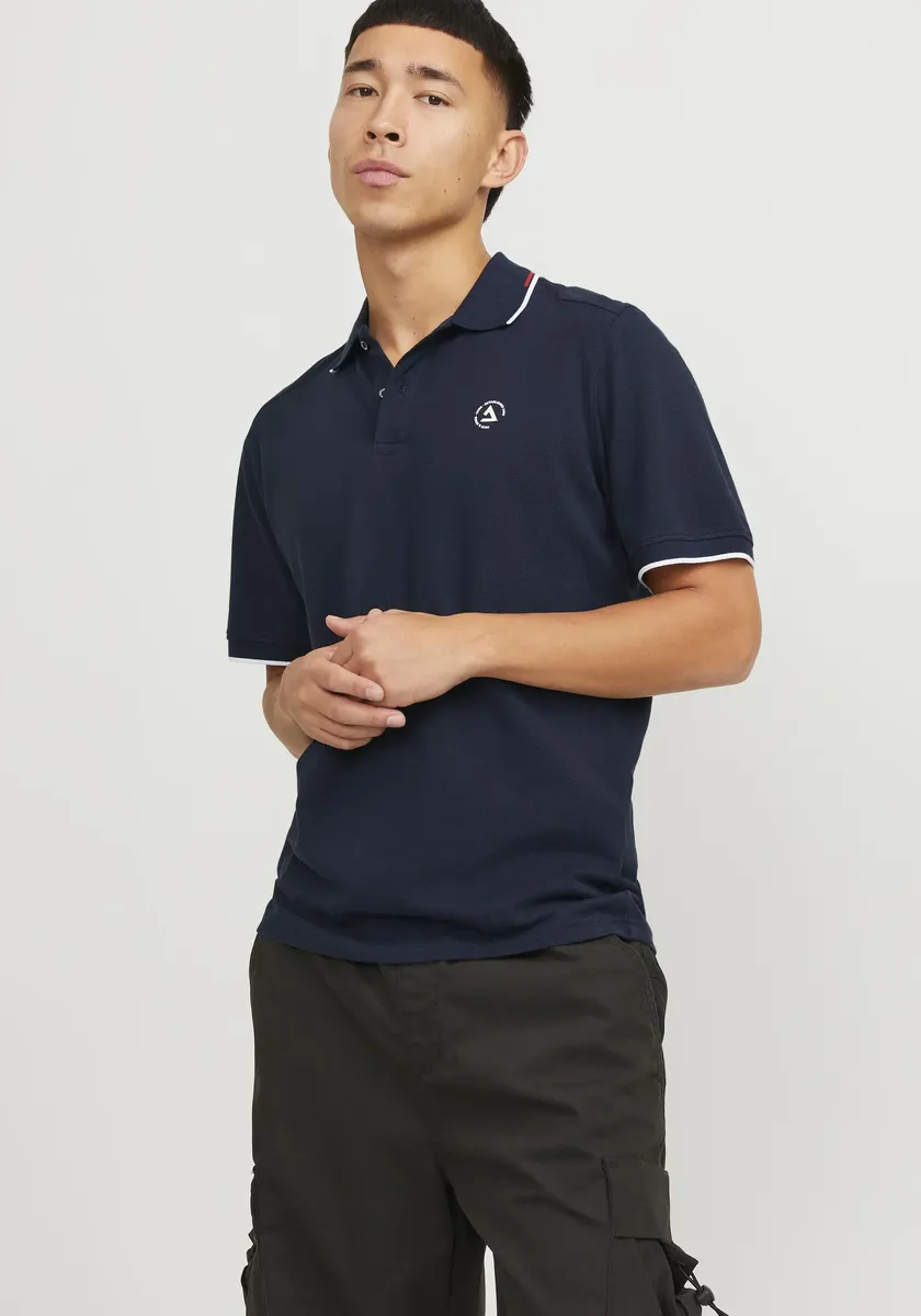 

Рубашка-поло Jack & Jones "JCOHASS LOGO POLO SS LN", синий