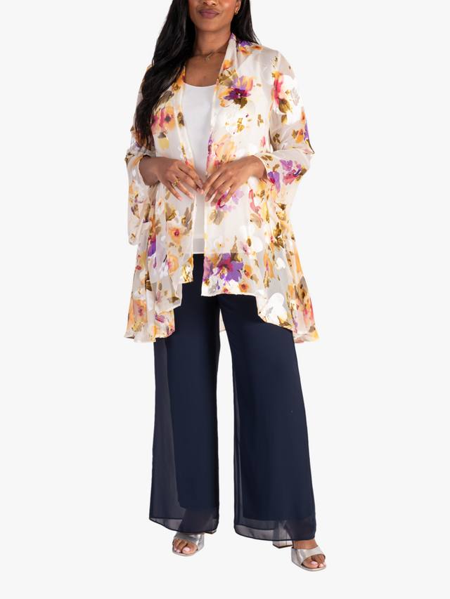 

Джакет в технике деворе с цветочным букетом chesca, Ivory/Multi