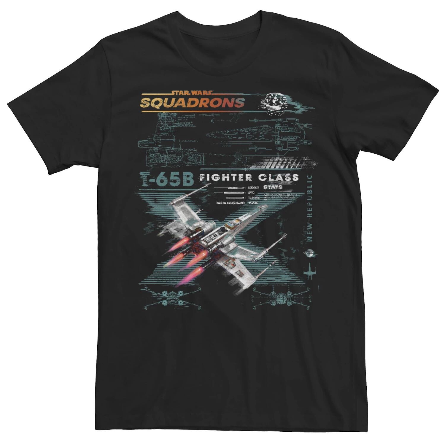 

Мужская футболка с схематическим рисунком истребителя T-65N Star Wars: Squadrons Licensed Character