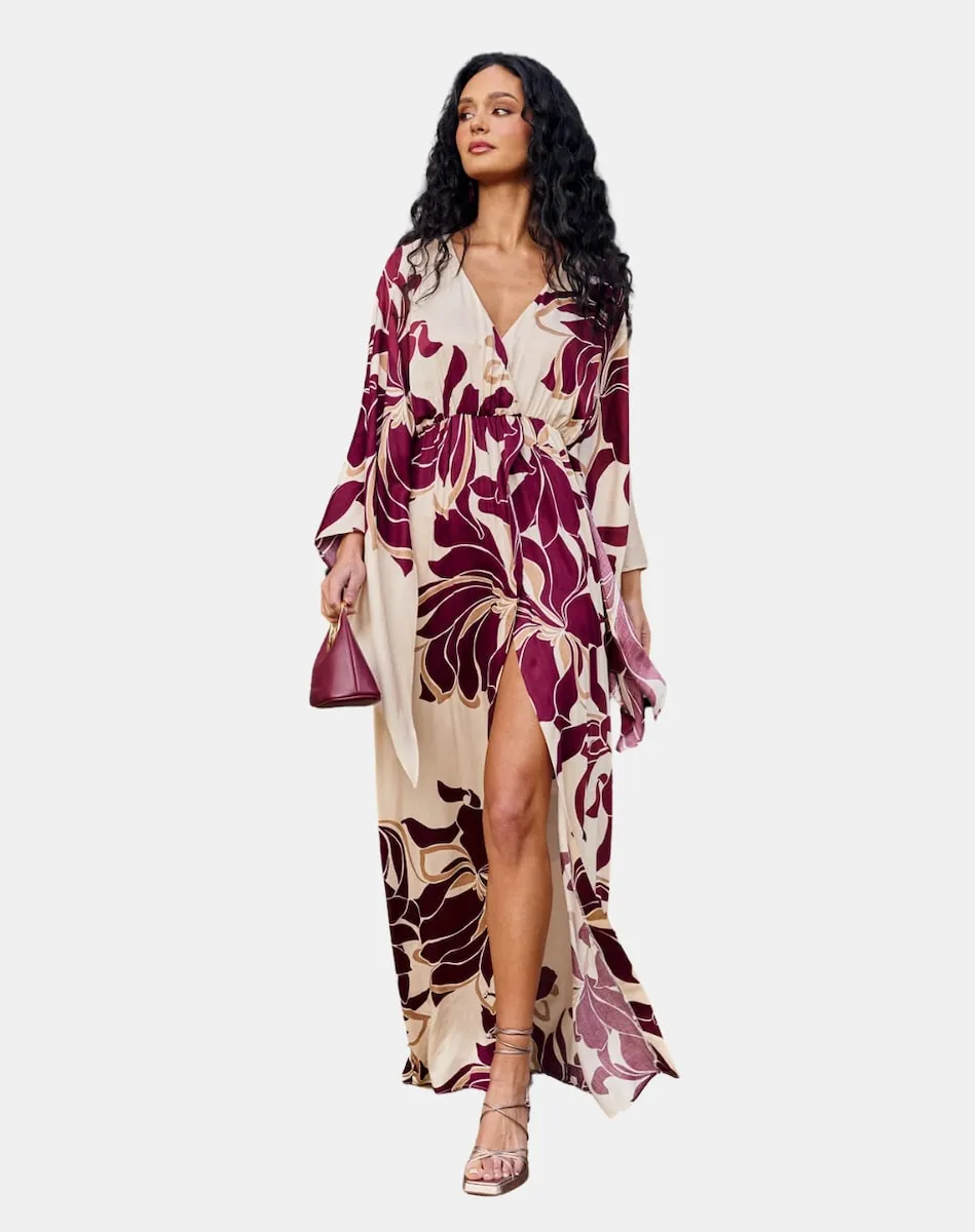 

Длинное платье с цветочным принтом Miphai, бежевый