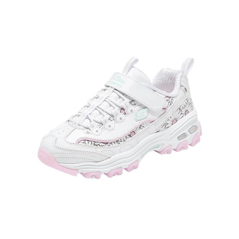 Теплые и влагоотводящие низкие детские кроссовки для повседневной носки Skechers Kids, белый/розовый — фото 2