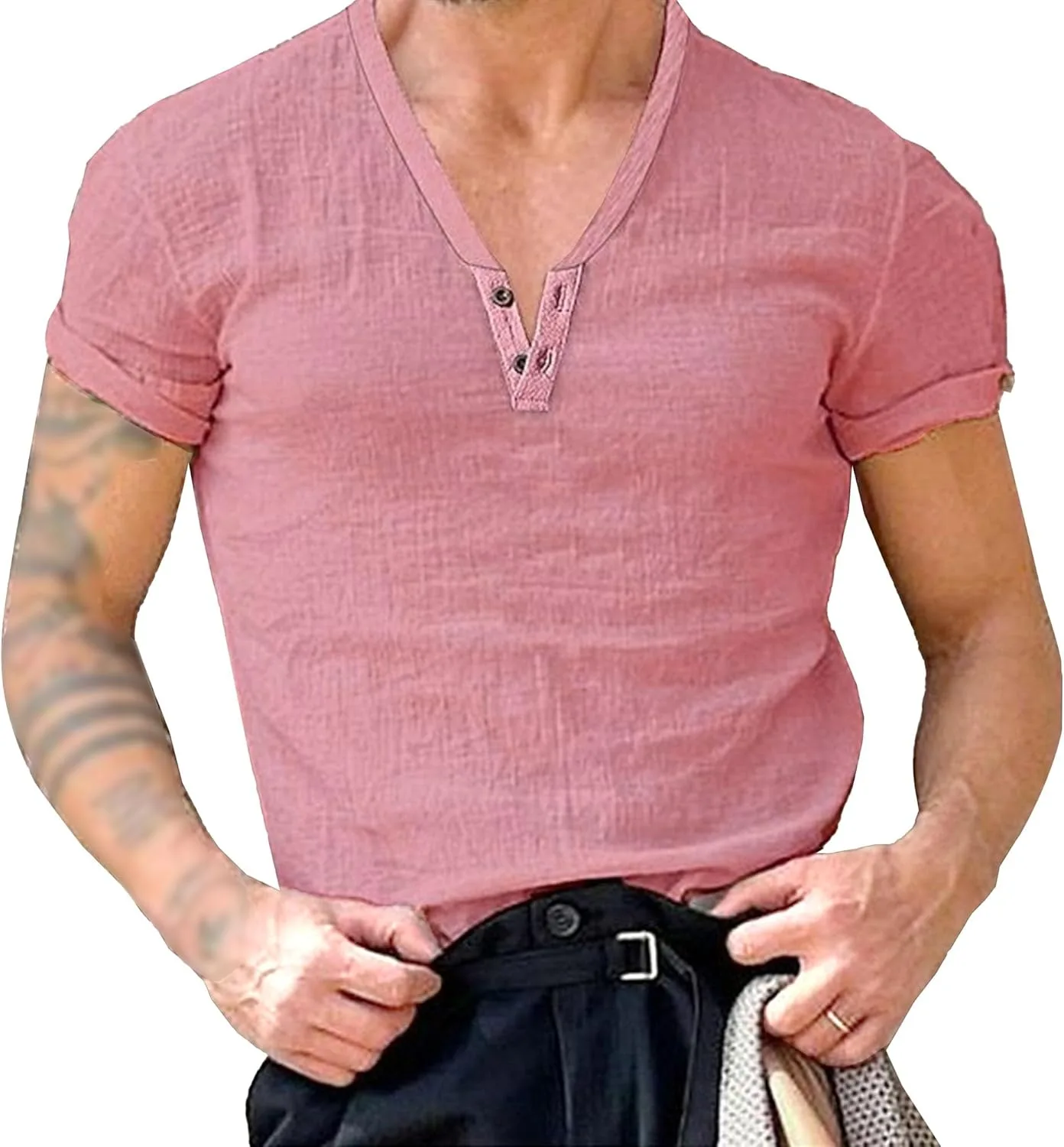 

Мужская летняя спортивная футболка Cotton Deep V-Neck Maiyifu-GJ