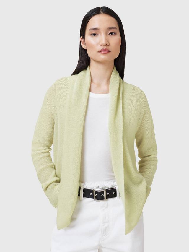 

Полушерстяной кардиган laina с открытым вырезом AllSaints, цвет Mid Green