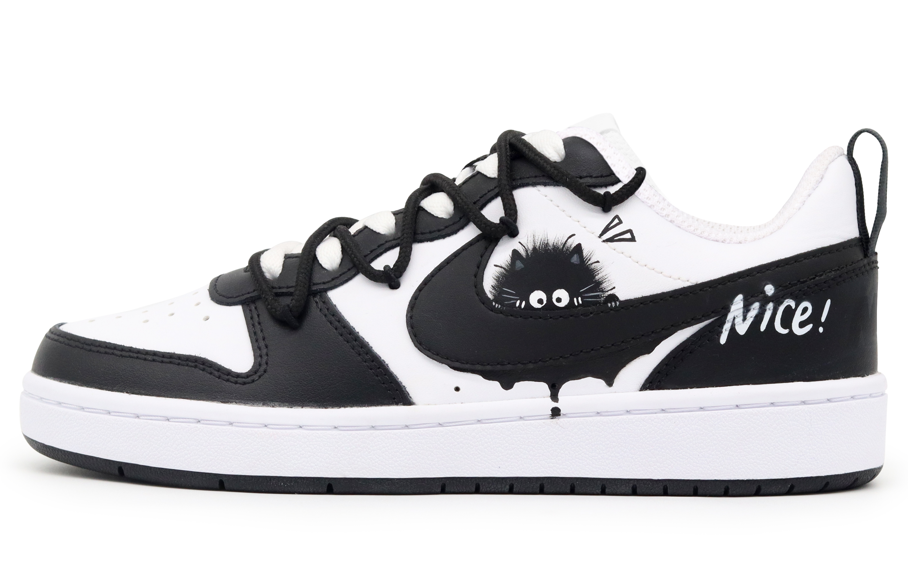 

Nike Кроссовки для скейтбординга Court Borough Black Ball в горошек, низкие, детские, черно-белые, для подростков