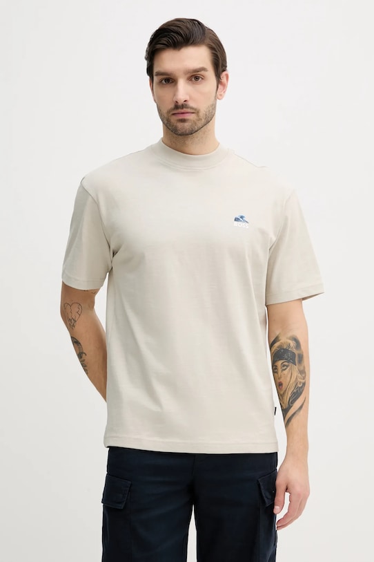 

Хлопковая футболка Boss Orange, серый