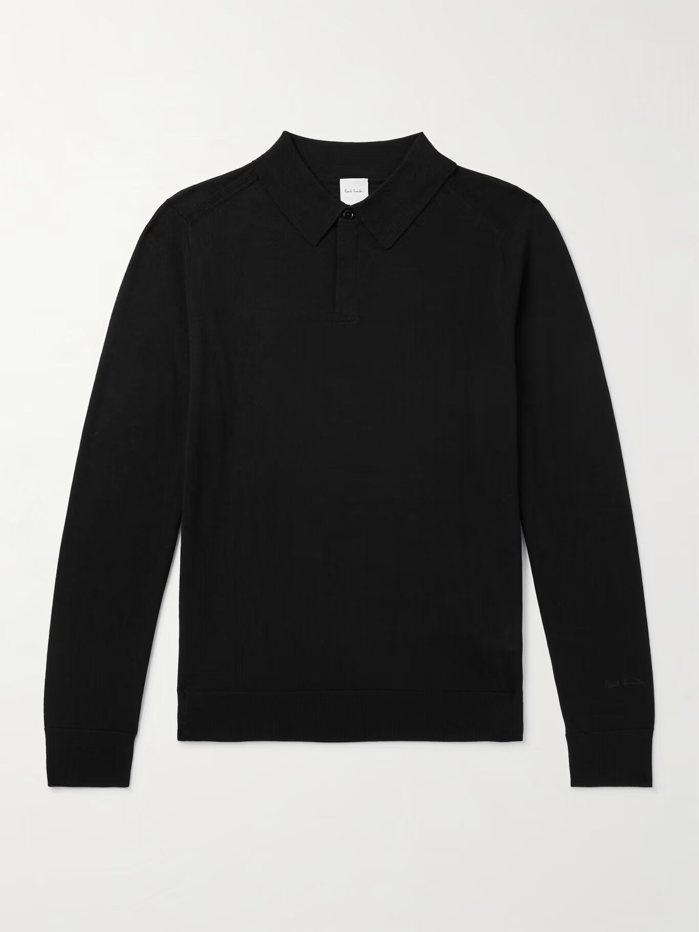 

Шерстяная рубашка-поло с вышитым логотипом PAUL SMITH, черный