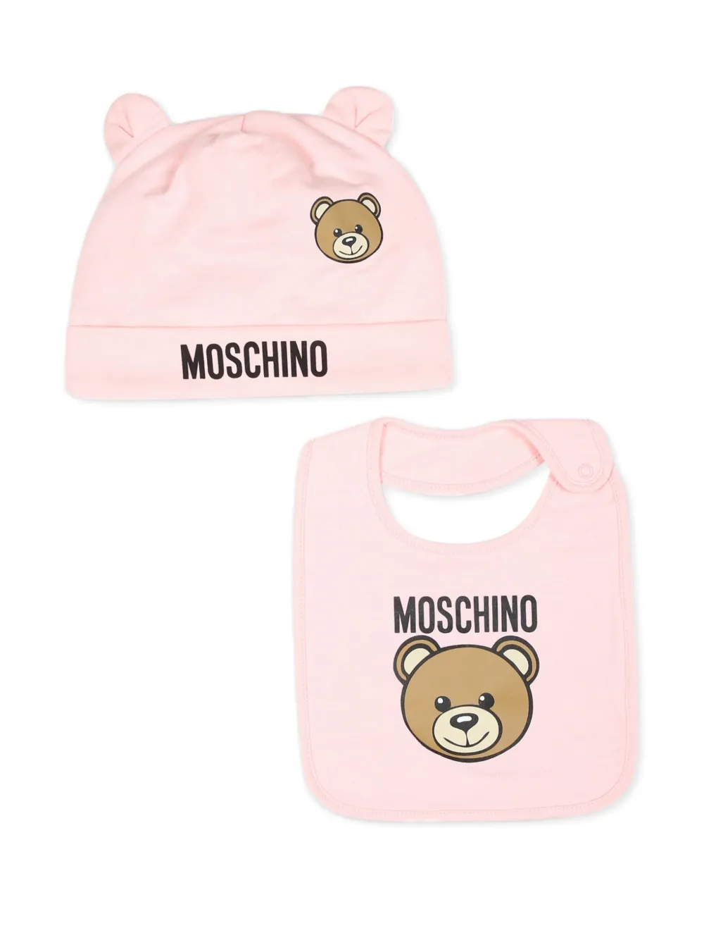 

Комплект из двух шапок бини с принтом Teddy Bear Moschino Kids, розовый