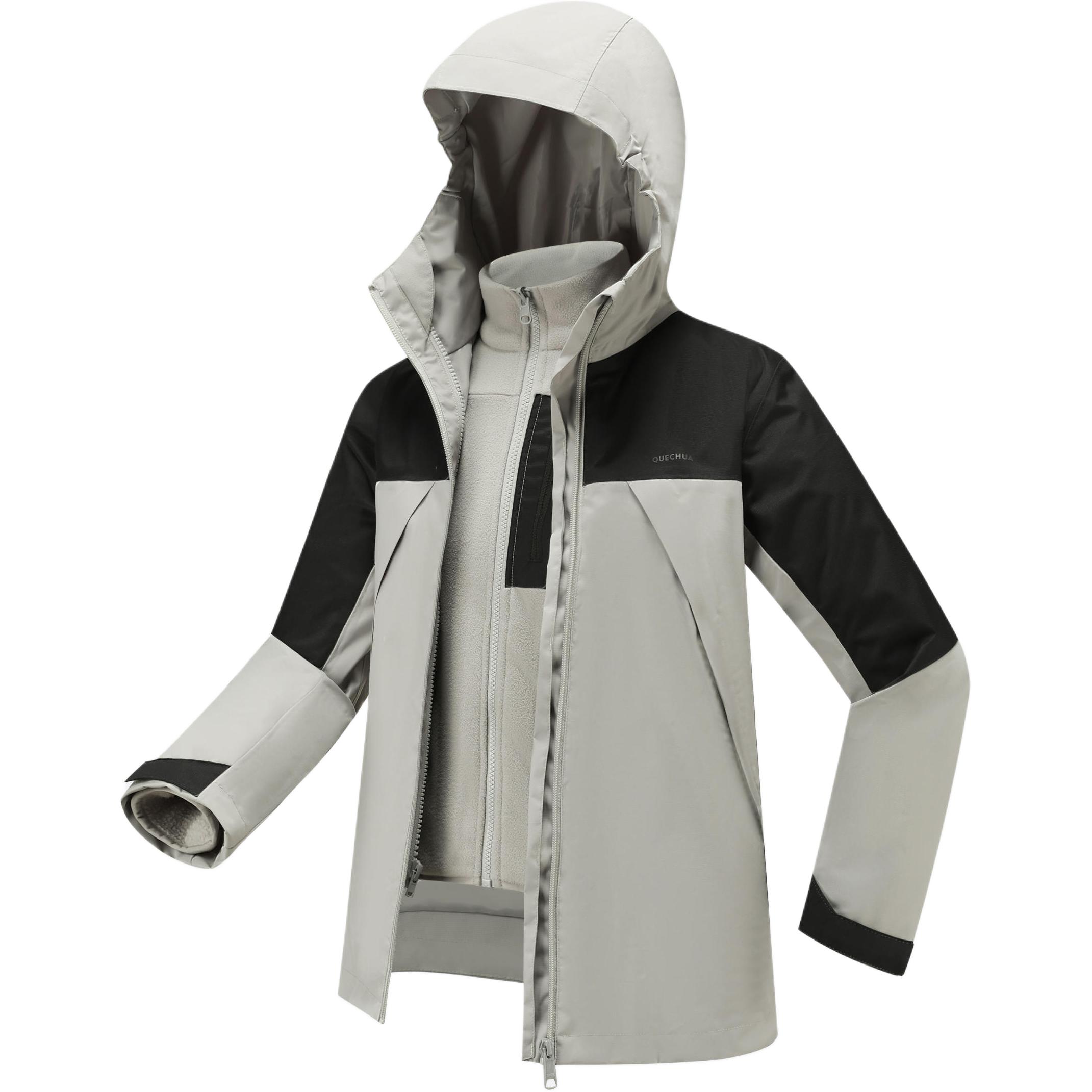 SH500 QUECHUA Комплект из двух курток для подростков DECATHLON, комплект из двух предметов (Светлый дымчато-серый+Дымчато-черный) — фото 3