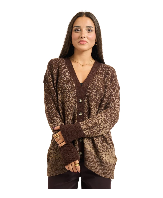 

Кардиган с V-образным вырезом и пуговицами Manila Grace, коричневый