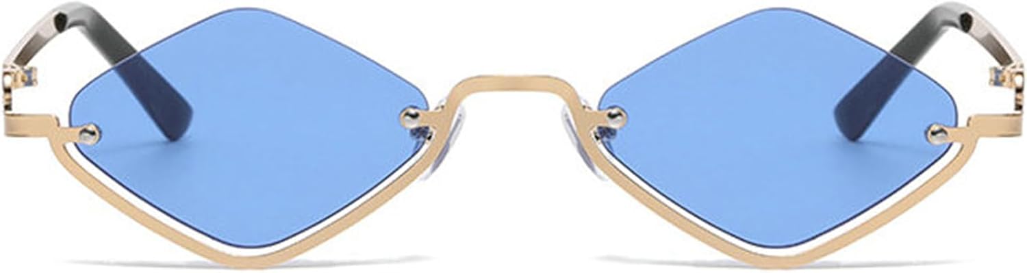 

Willochra Модные маленькие многоугольные солнцезащитные очки для женщин, роскошные металлические очки в полуободковой оправе с ромбовидным рисунком, сексуальные панк-очки для женщин, C5