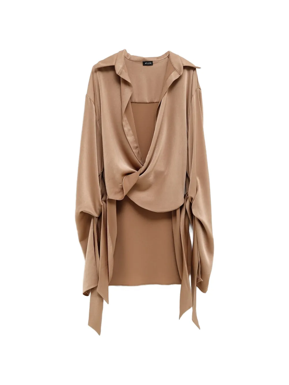 

Блузка с драпировкой и завязкой Atlein, бежевый
