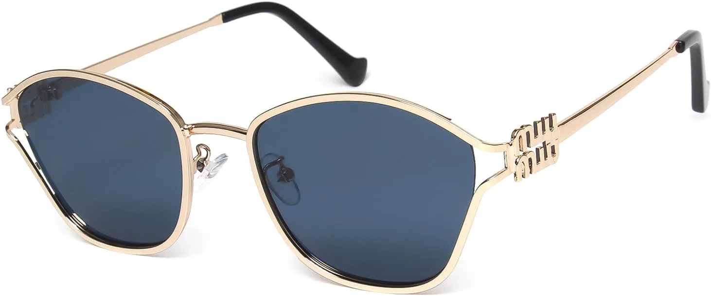 

Ретро-солнцезащитные очки KENBO для женщин и мужчин, маленькие, в стиле 90-х, модные, с золотой оправой, круглые, милые дизайнерские солнцезащитные очки, Blue