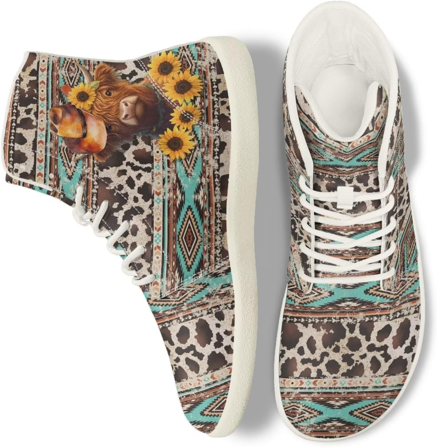 

Мужские широкие высокие кроссовки босоногого типа, легкие, противоскользящие, для ходьбы, с нулевым перепадом, повседневные кроссовки с поддержкой лодыжки, размеры 5-14 Qoiuvncy, Highland Cow Aztec Tribal