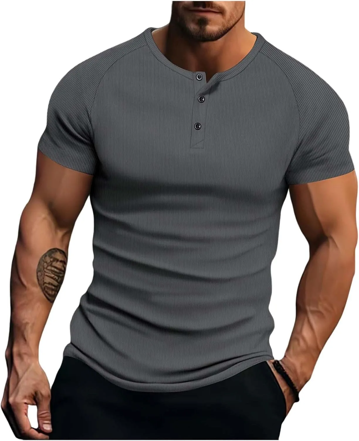 

Мужская футболка Henley с коротким рукавом