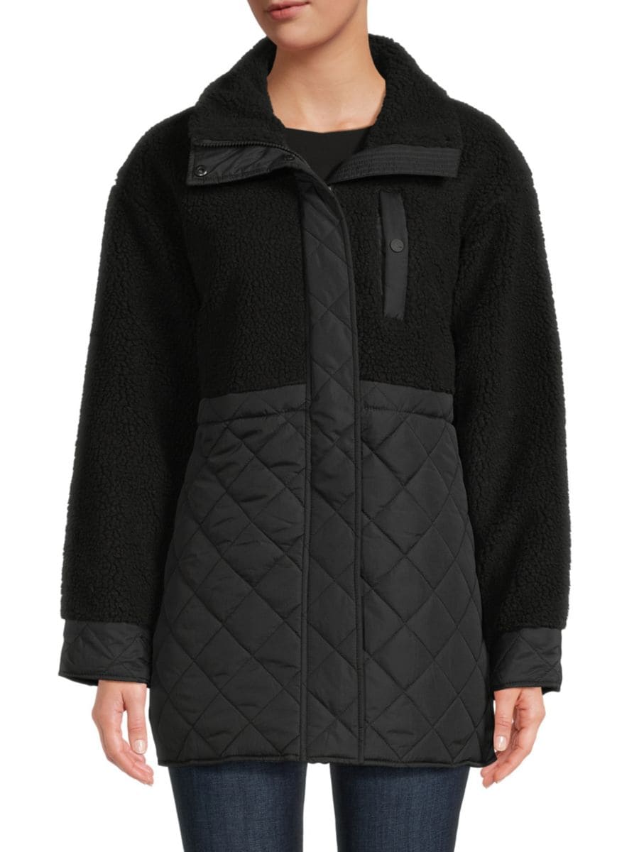 

Куртка из искусственного меха в смешанной технике Andrew Marc Sport, черный