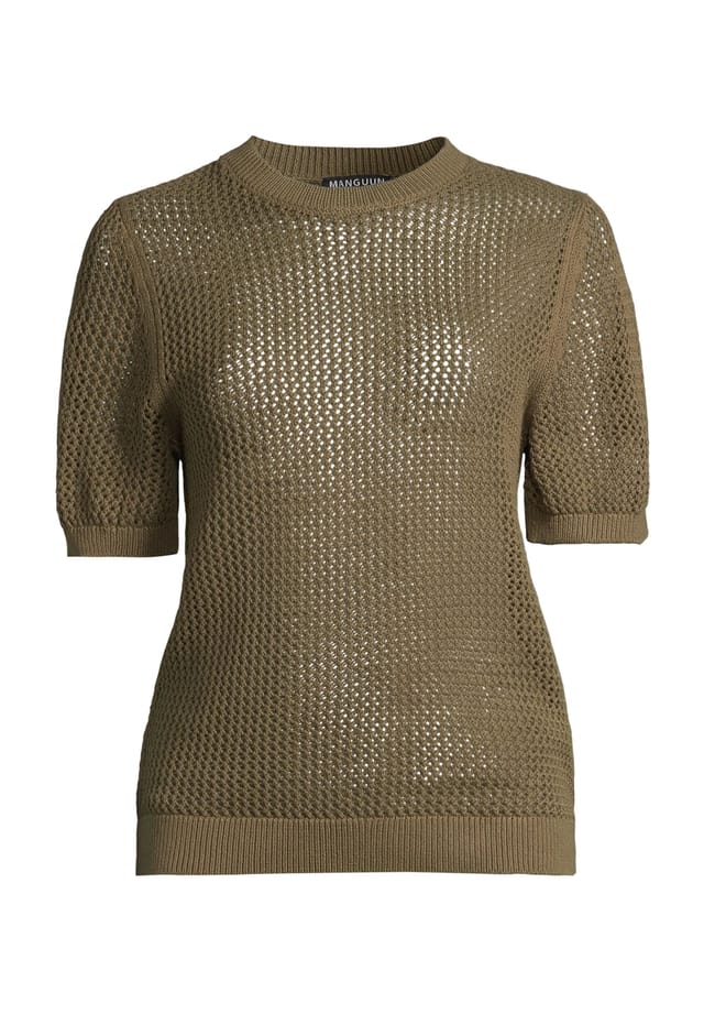 

Вязаный свитер с коротким рукавом узор с отверстиями Manguun Collection, мультиколор