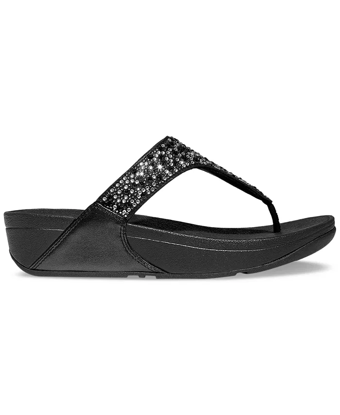 Женские босоножки-танкетки Lulu Crystal Mix с перемычкой между пальцами FitFlop, серый — фото 2