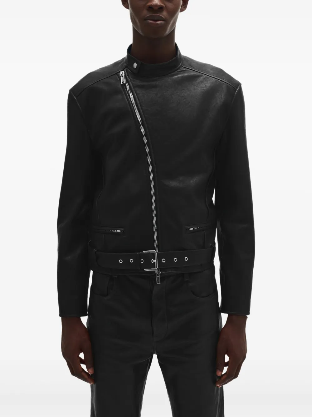 

Кожаная куртка на молнии Ann Demeulemeester, черный