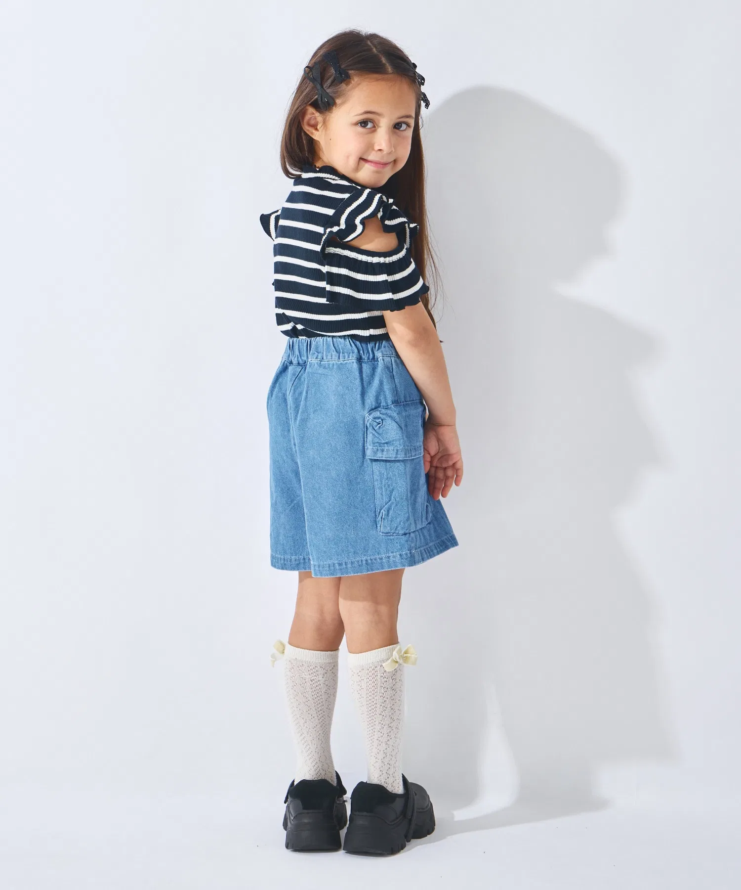 Детские джинсовые кюлоты с запахом ever closet синие — фото 3