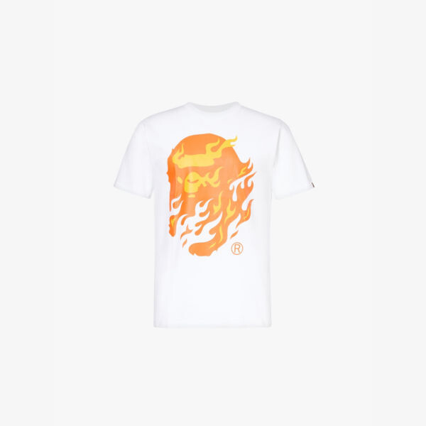 

Футболка из хлопкового джерси с короткими рукавами и фирменным принтом A Bathing Ape, белый
