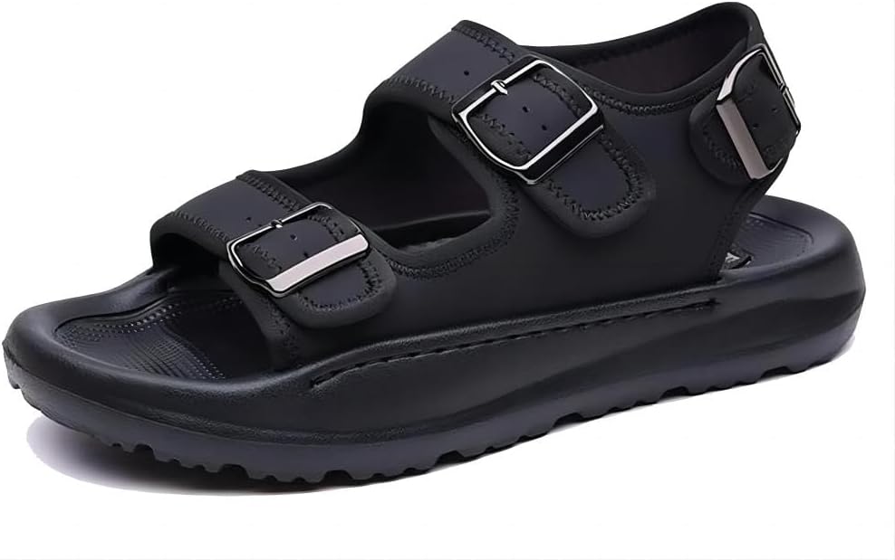 

Мужские летние сандалии Asifn, повседневные, регулируемые, удобные, для активного отдыха на улице, походов, пляжа, с нескользящей пряжкой, легкие, водонепроницаемые шлепанцы, черный