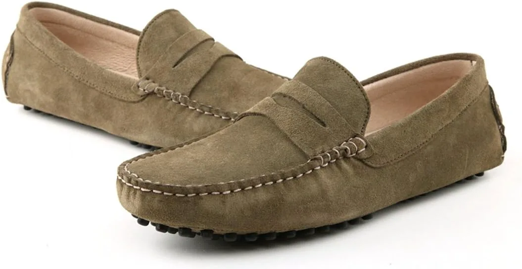 

Мужские мокасины TDA с разноцветной полоской из горячей замши, хаки