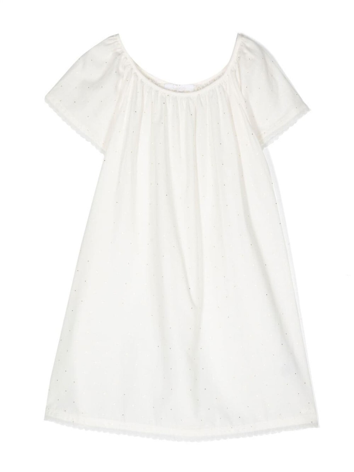 

Chloé Kids ночная сорочка с фестонами и принтом, белый