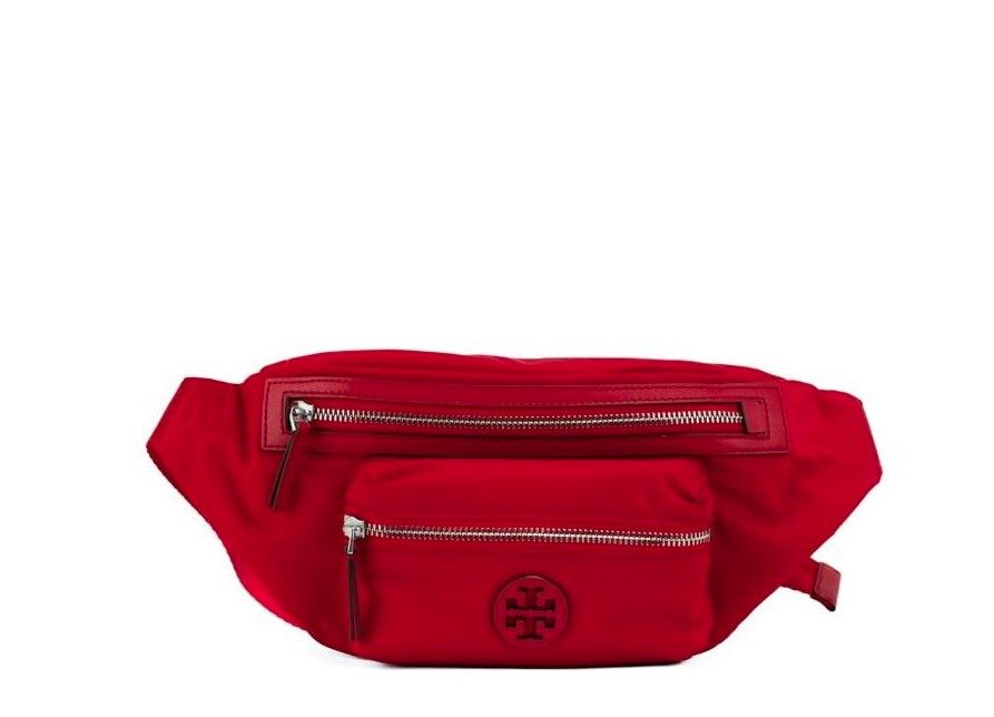 

Средняя ярко-красная нейлоновая регулируемая поясная сумка Fanny Pack Tory Burch