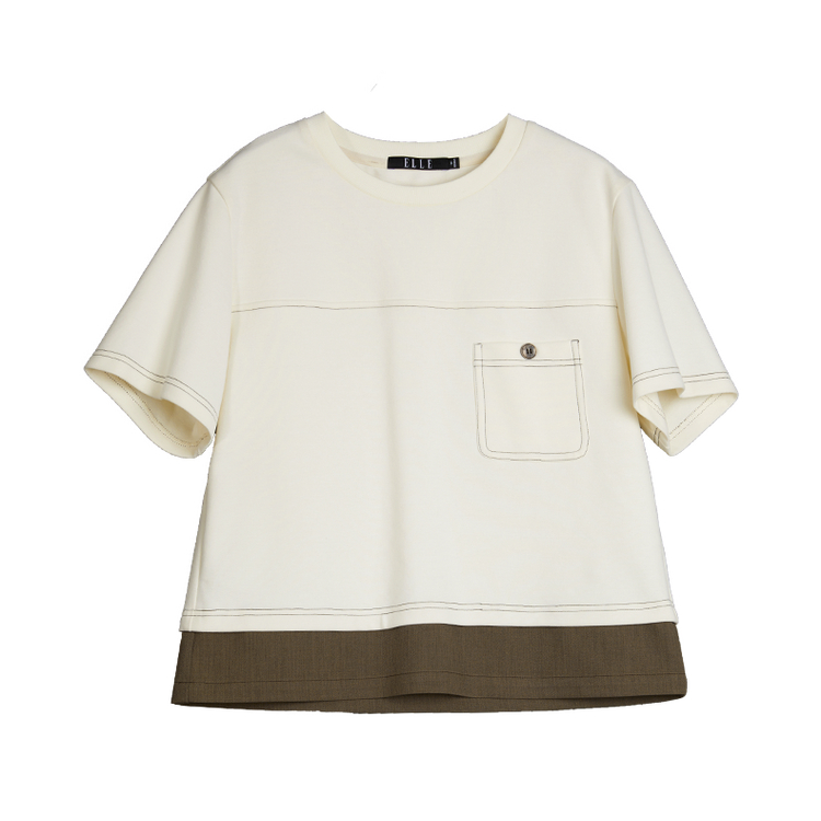 

ELLE Футболка женская ecru с круглым вырезом тонкая