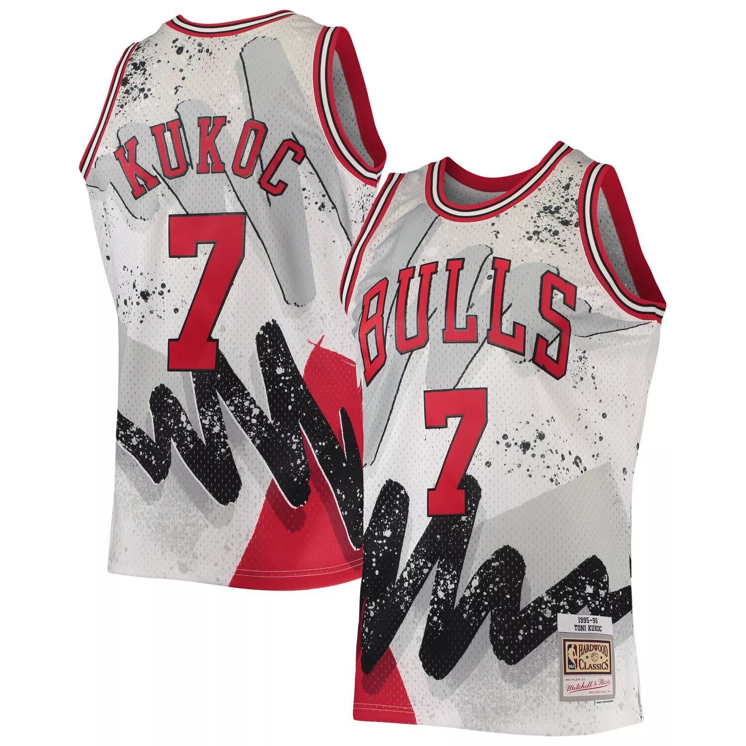 

Мужская майка Mitchell & Ness Toni Kukoc White Chicago Bulls Hardwood Classics 1995-96 Hyper Hoops Swingman