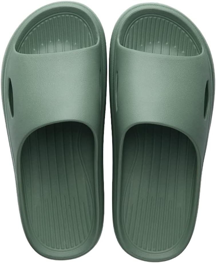 

Женские и мужские шлепанцы Rojeam с открытым носком для душа, домашние сандалии для ванной, зеленый
