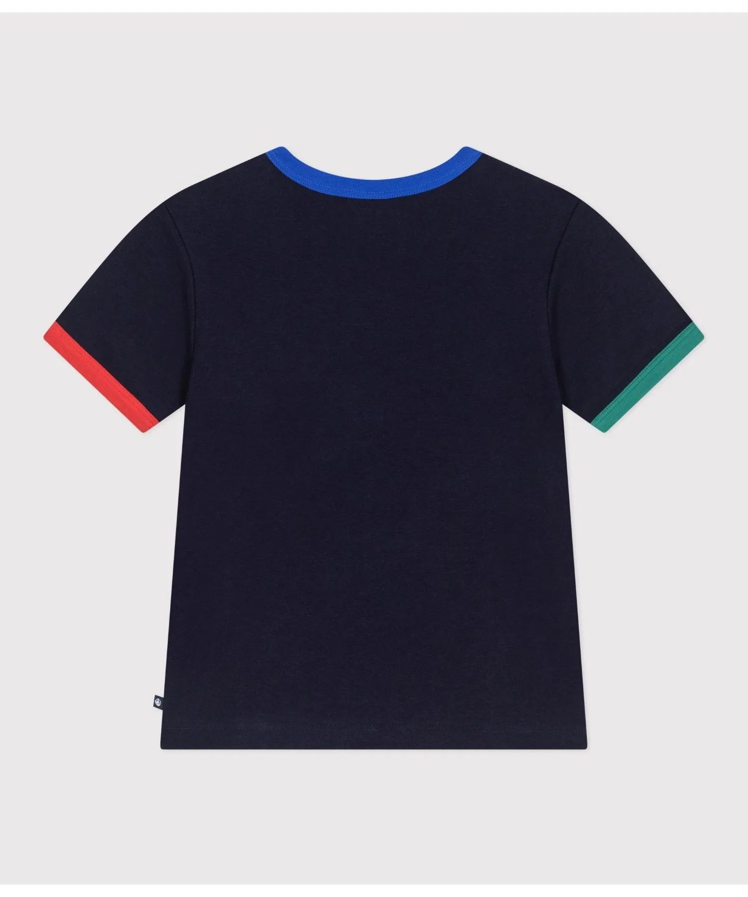 Детская футболка с цветными блоками Petit Bateau с карманом синяя — фото 2