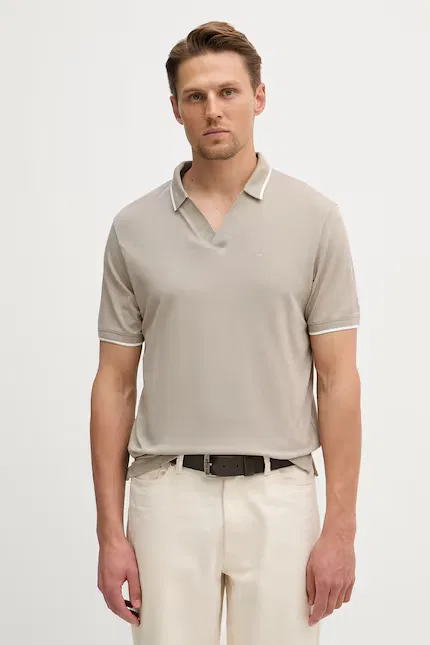 Поло из хлопка Emporio Armani, бежевый
