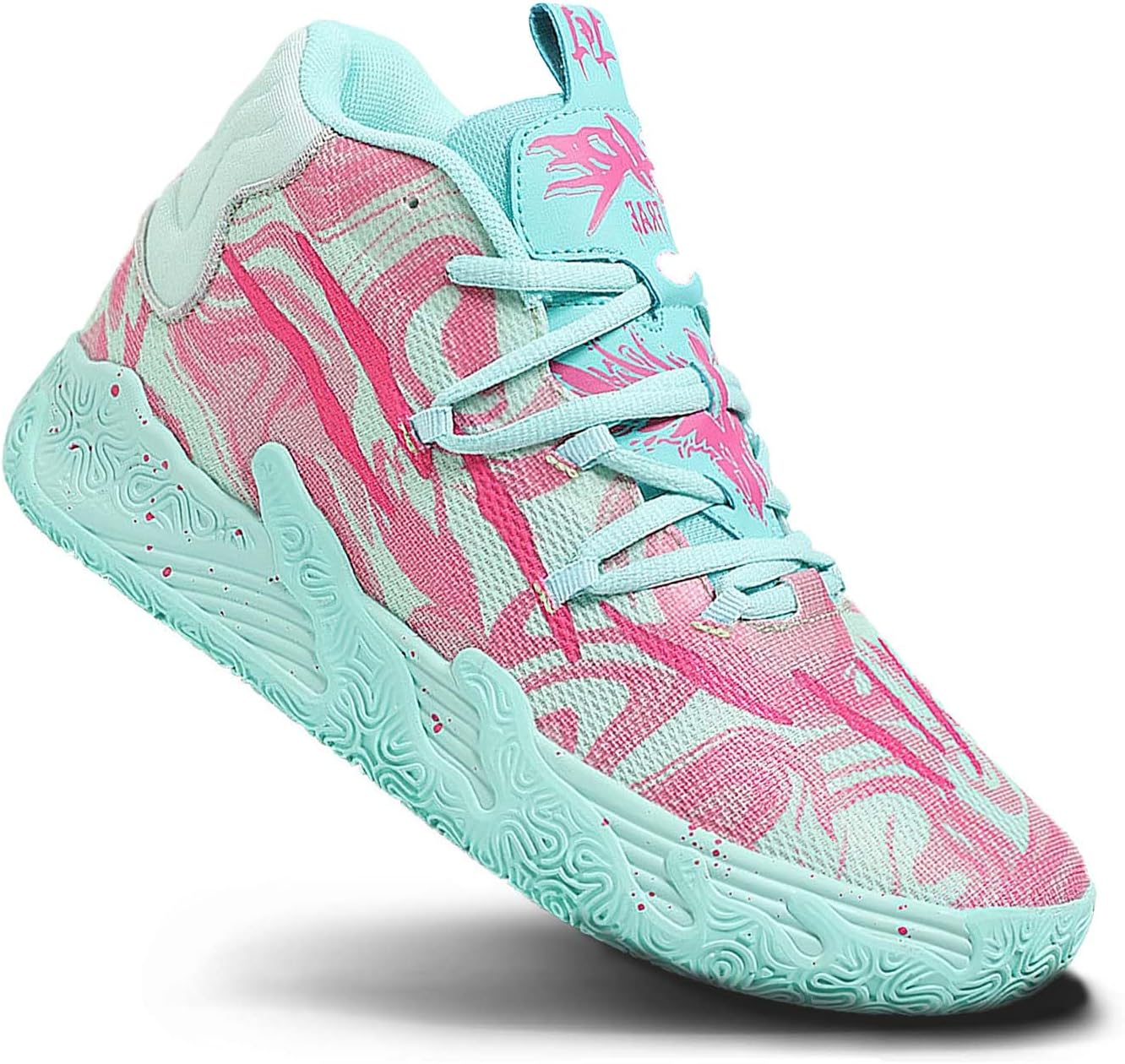 

Мужские баскетбольные кроссовки Exusiai, дышащие, с нескользящей подошвой, для улицы, сетчатые, высокие, удобные, стильные, с амортизацией для тренировок и игры в баскетбол, Cyan