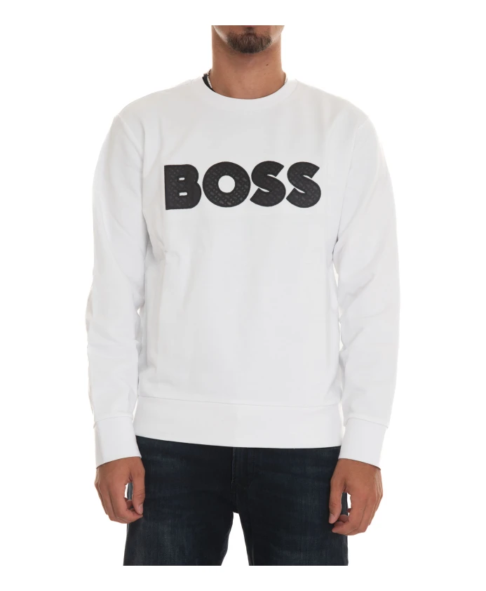 

Толстовка с круглым вырезом и большим логотипом, стандартный крой. Hugo, белый