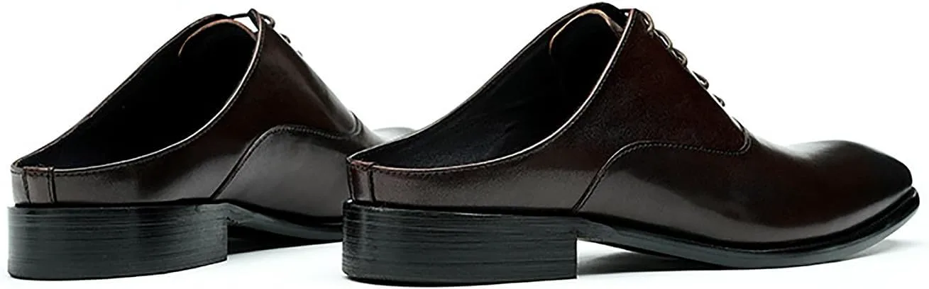 Мужские кожаные мюли Santimon Mens - формальные сандалии для торжеств, лоферы на каждый день с открытой задней частью, клогги, оксфорды, тапочки, повседневная деловая мода, летняя обувь для мужчин — фото 4