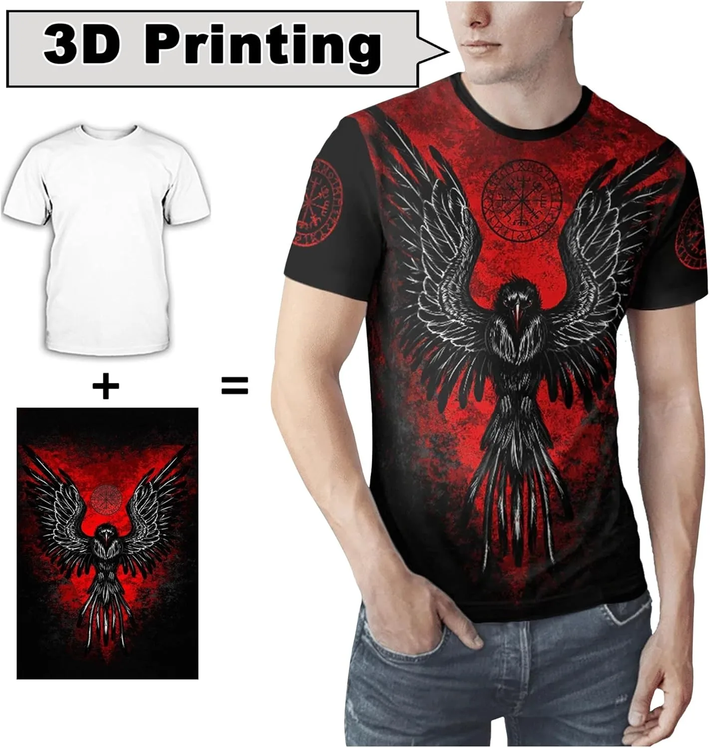 Viking Clothing Set 3D Printed Nordic Wolf, Zip Hoodie Pullover, Heavyweight Fleece Hoodies Mid Long Parka — фото 4