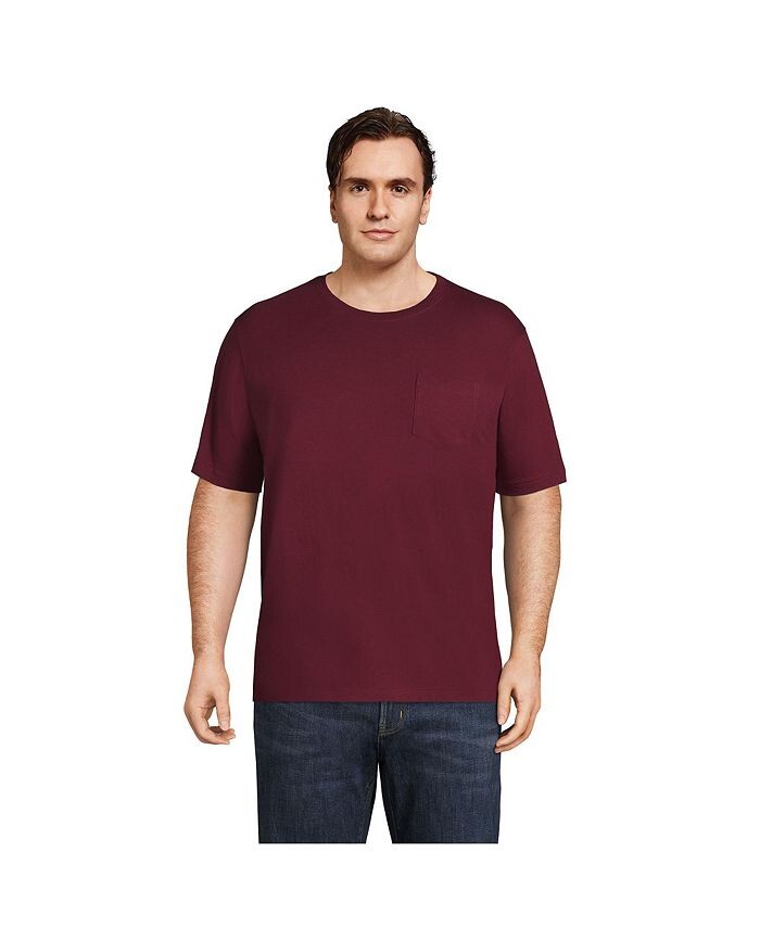 

Мужская футболка Super-T с коротким рукавом и карманом Lands' End, цвет Rich burgundy