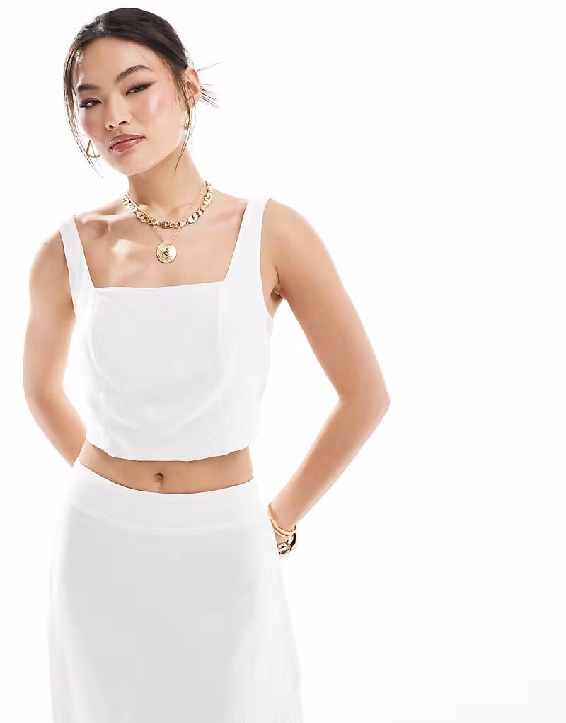 

Белый льняной укороченный топ River Island, коорд