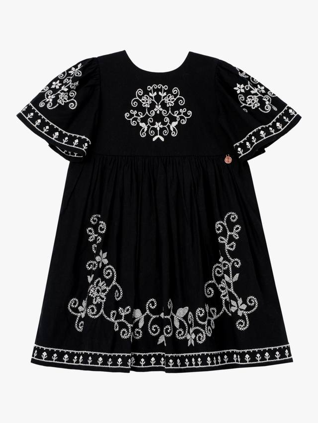 

Детское хлопковое платье-клеш с вышивкой Angel & Rocket, Black