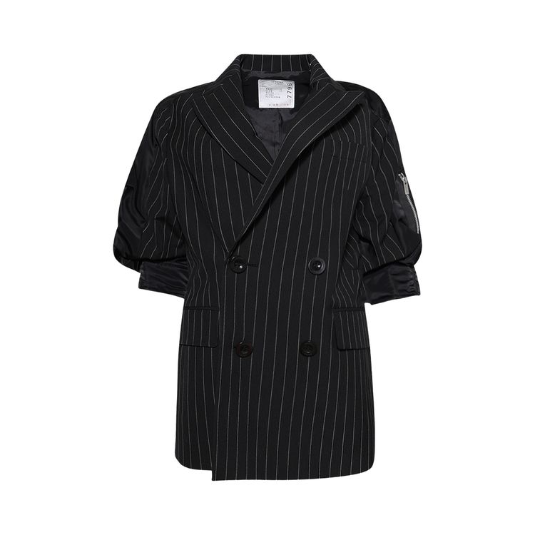 

Куртка Sacai Wool Silk Suiting Nylon Twill Jacket 'Black Stripe', черный