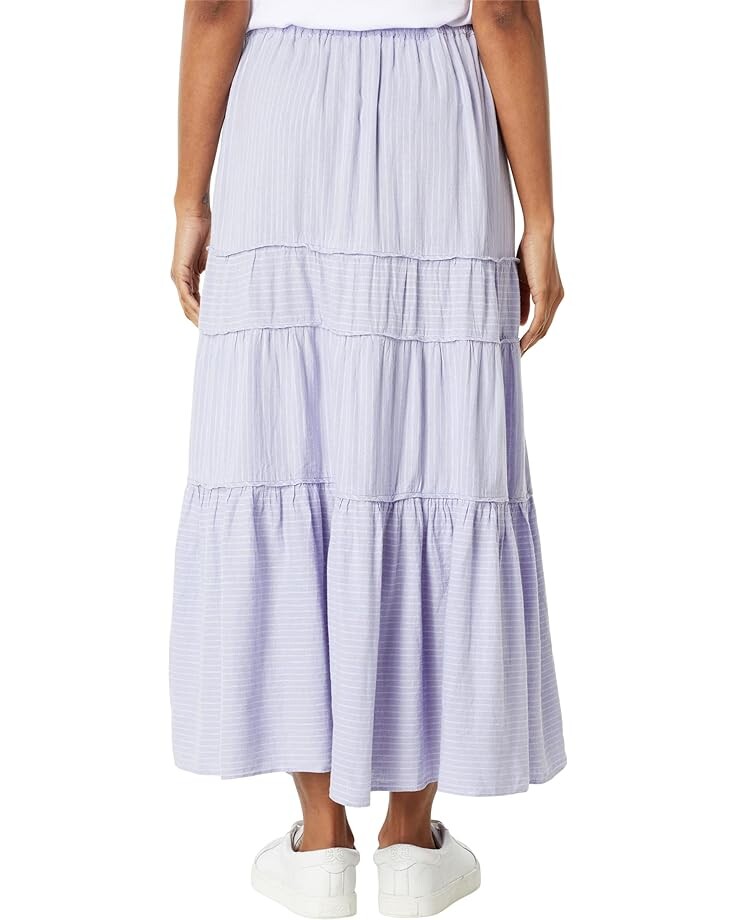 

Юбка Madewell Linen-Blend Pull-On Tiered Maxi Skirt in Stripe-Play, цвет Distant Lavender