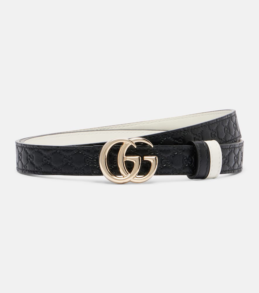 

Ремень Double G из реверсивной кожи Gucci, Black/Off White/Blk