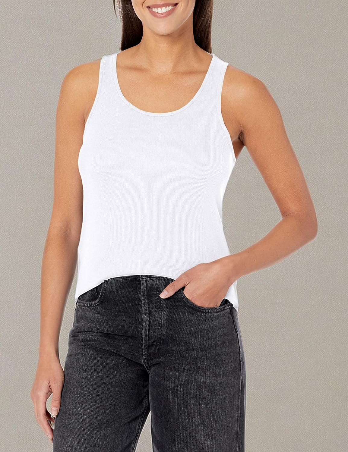 Женская майка Calvin Klein с круглым вырезом и пуговицами, White — фото 3