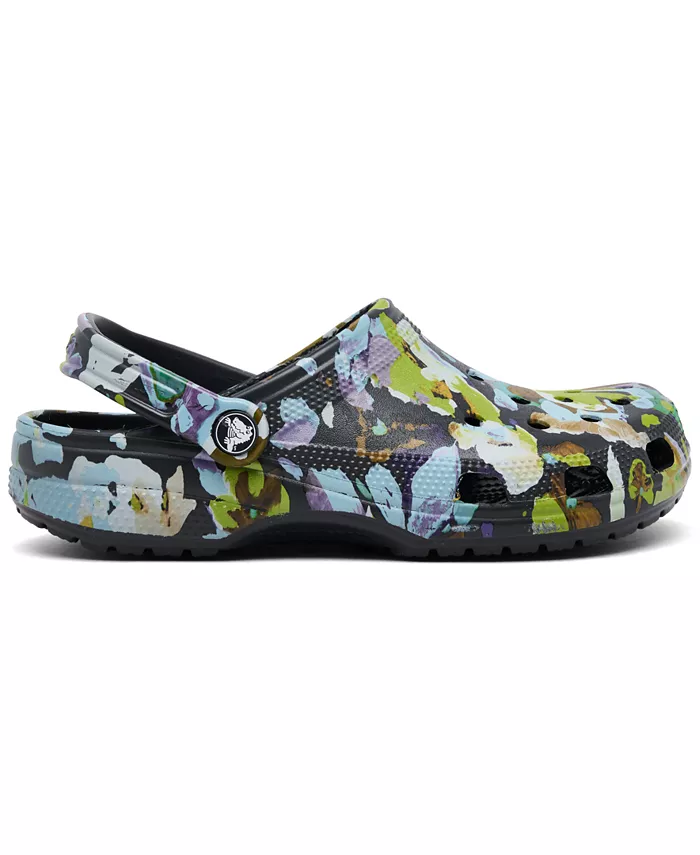 Женские классические сабо с цветочным принтом от Finish Line Crocs, черный — фото 3