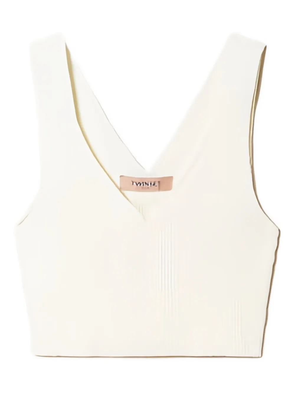 

Топ в рубчик с V-образным вырезом Twinset, белый