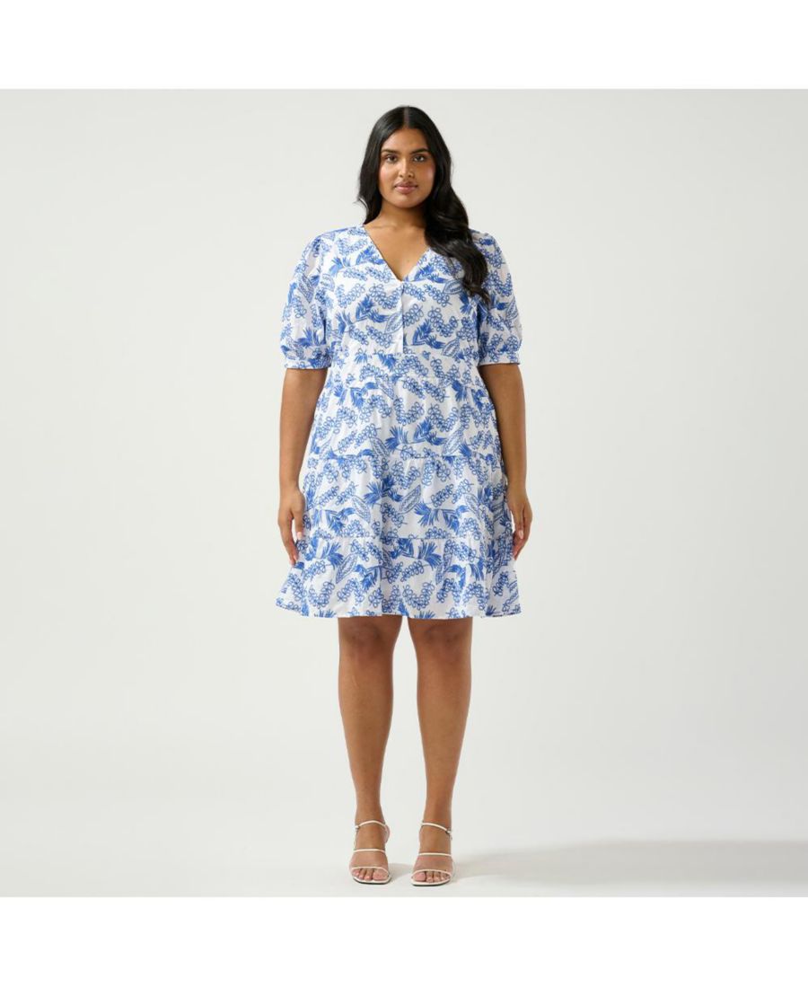 

Платье больших размеров с вышивкой La Croisette ESTELLE, Blue/milk