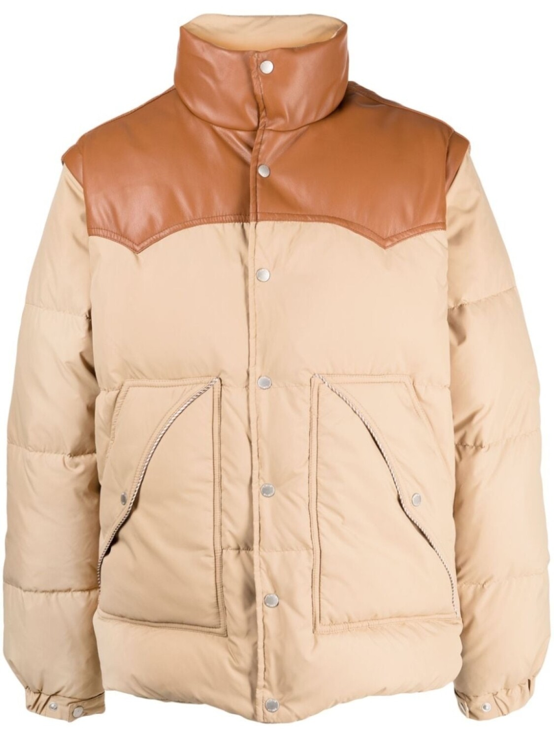 

Five Cm colour-block press-stud quilted down jacket, коричневый