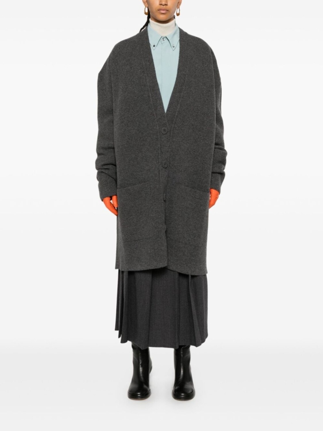 Jil Sander кардиган с открытыми плечами, серый — фото 2
